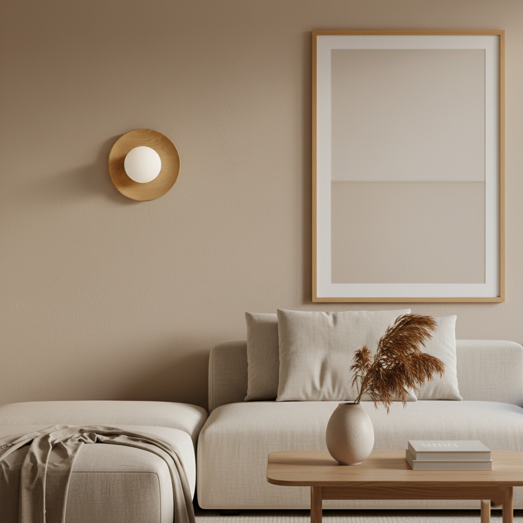 Natural Wood Wall Light with Opal Globe | Walnut or Oak Tone