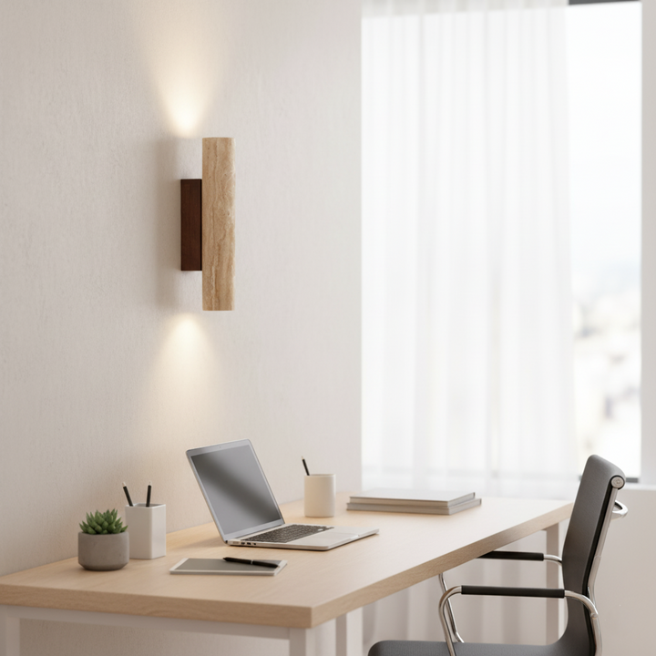 Japandi Travertine Wall Light LED Light With Up And Down Glow