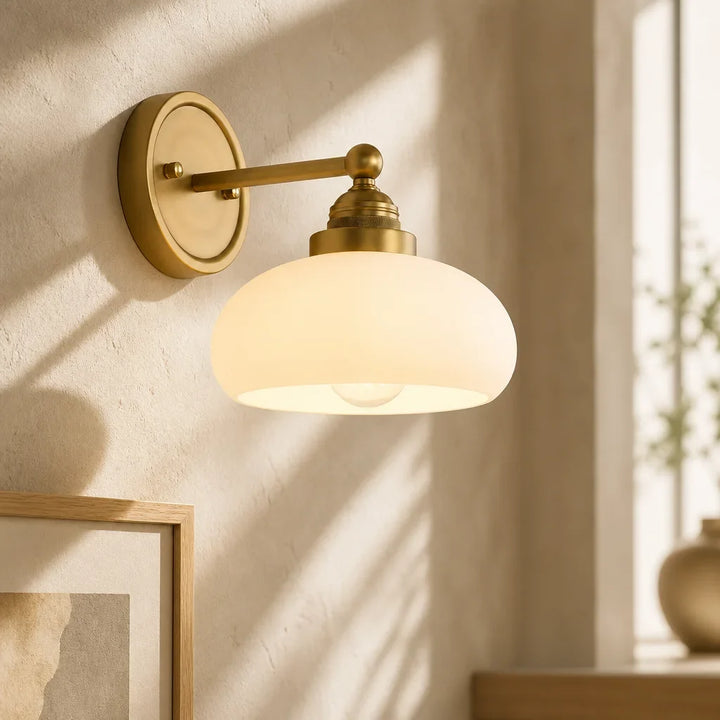 Geryon Vintage Industrial Milk White Glass Wall Sconce