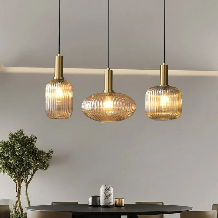 Ribbed Glass Pendant Light | Cylinder, Bottle or Drum Shade