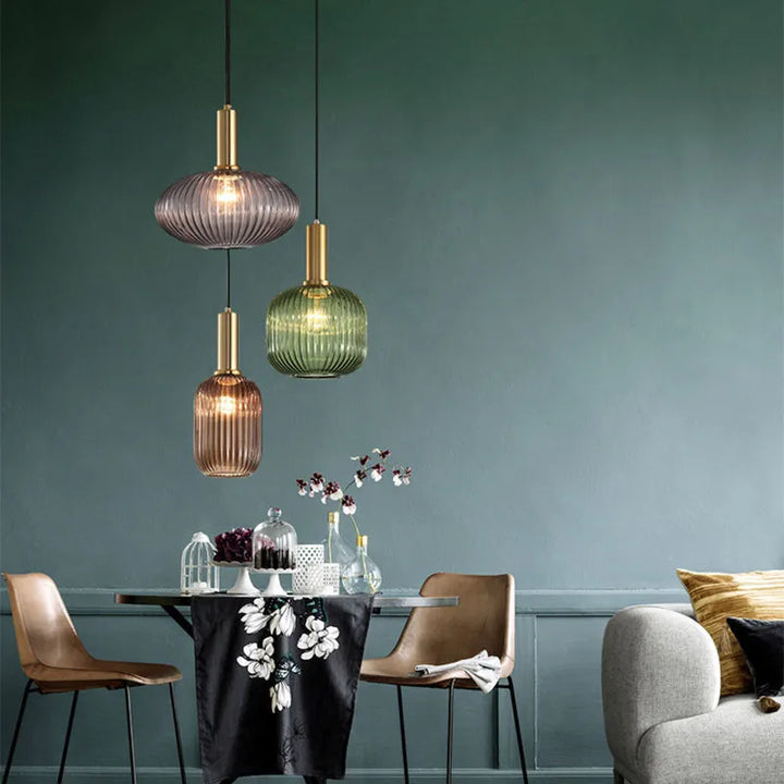 Ribbed Glass Pendant Light | Cylinder, Bottle or Drum Shade