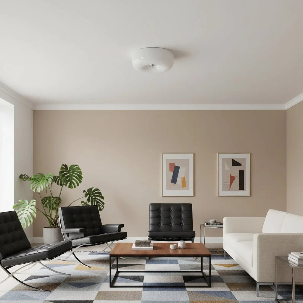 Halcyon Modern Bauhaus Glass Round Ceiling Lamp