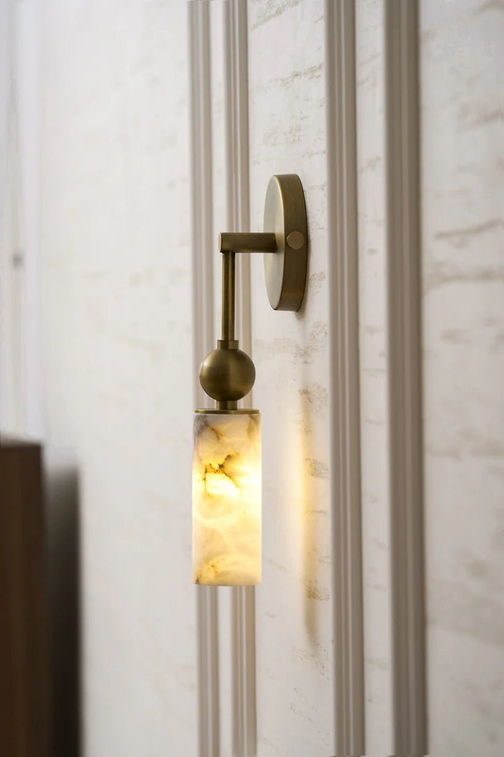 Alabaster Tube Wall Light | Brass, Black or Nickel, 1 or 2 Heads