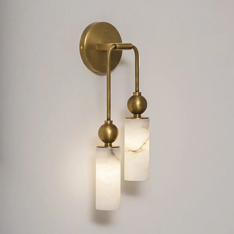 Alabaster Tube Wall Light | Brass, Black or Nickel, 1 or 2 Heads
