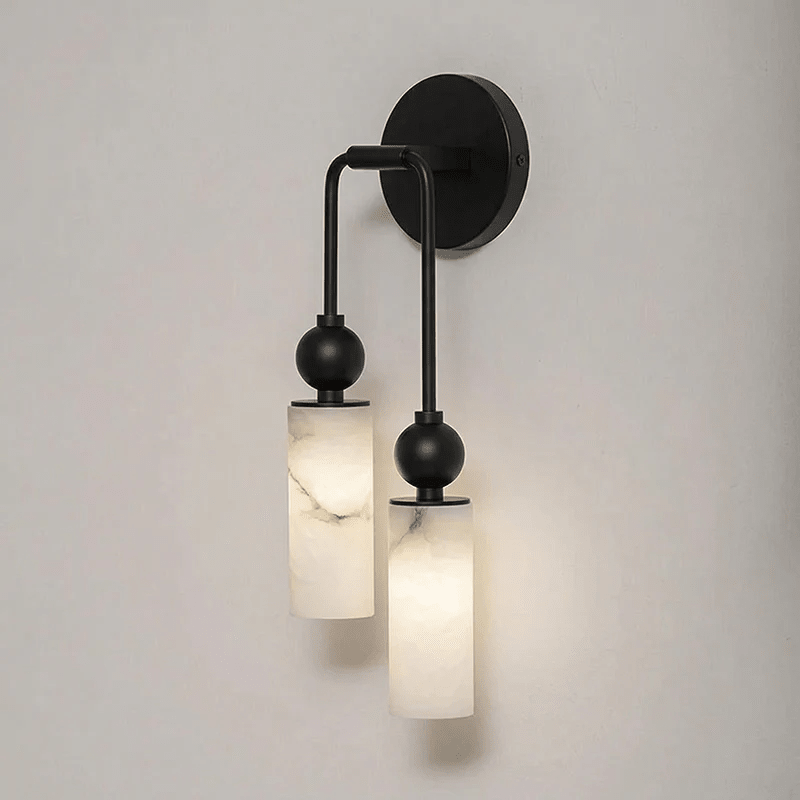 Alabaster Tube Wall Light | Brass, Black or Nickel, 1 or 2 Heads