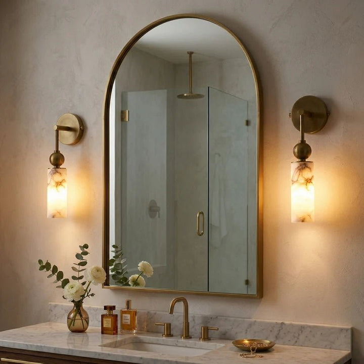 Alabaster Tube Wall Light | Brass, Black or Nickel, 1 or 2 Heads