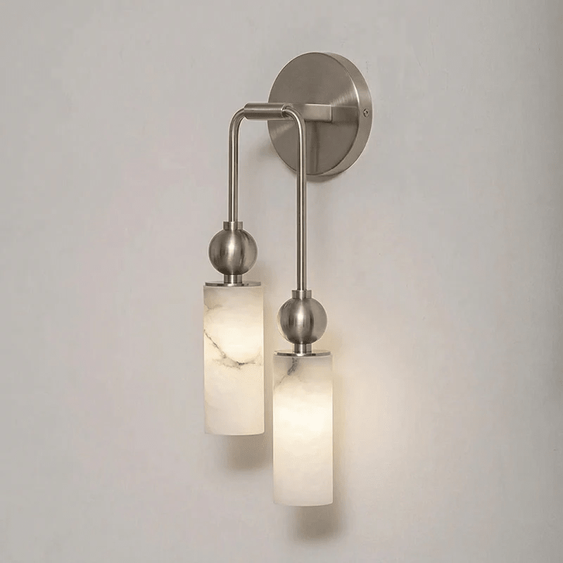 Alabaster Tube Wall Light | Brass, Black or Nickel, 1 or 2 Heads