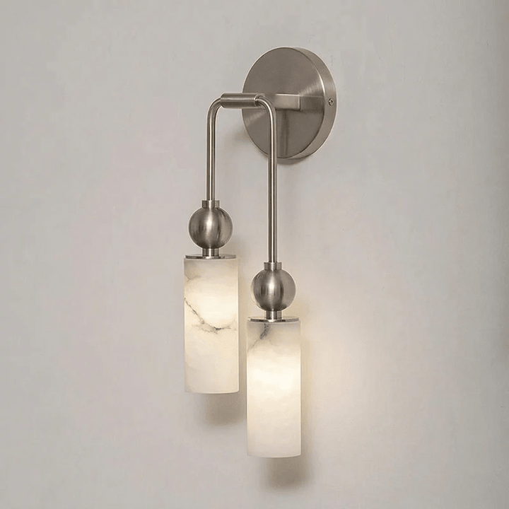 Alabaster Tube Wall Light | Brass, Black or Nickel, 1 or 2 Heads