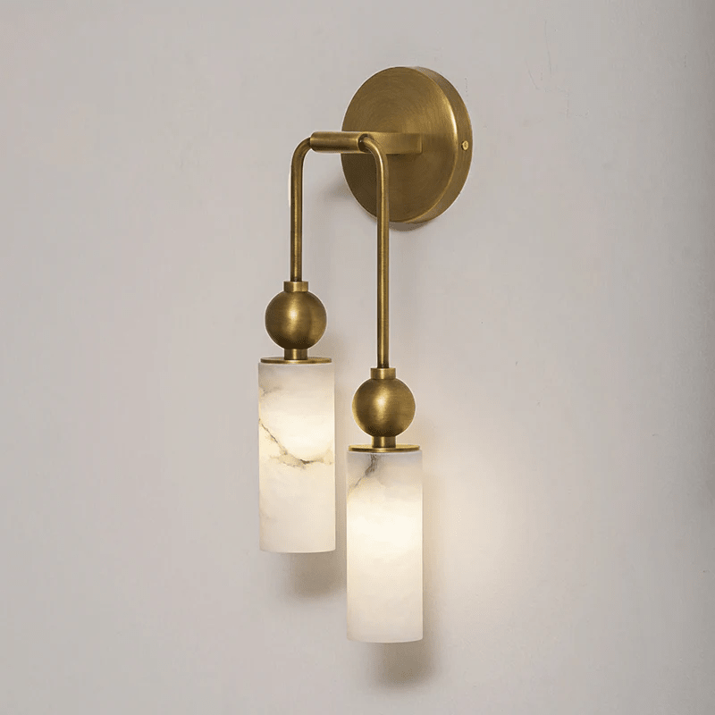 Alabaster Tube Wall Light | Brass, Black or Nickel, 1 or 2 Heads