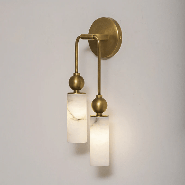 Alabaster Tube Wall Light | Brass, Black or Nickel, 1 or 2 Heads