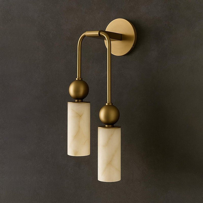 Alabaster Tube Wall Light | Brass, Black or Nickel, 1 or 2 Heads