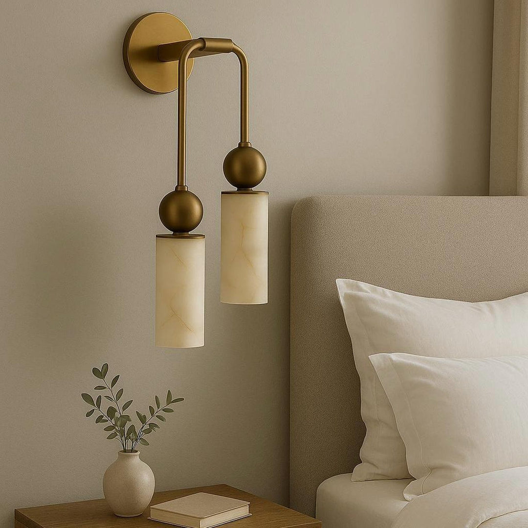 Alabaster Tube Wall Light | Brass, Black or Nickel, 1 or 2 Heads