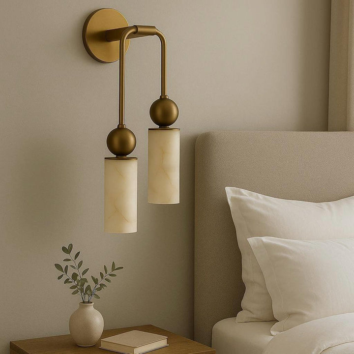 Alabaster Tube Wall Light | Brass, Black or Nickel, 1 or 2 Heads
