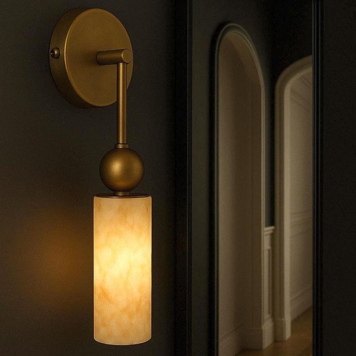 Alabaster Tube Wall Light | Brass, Black or Nickel, 1 or 2 Heads