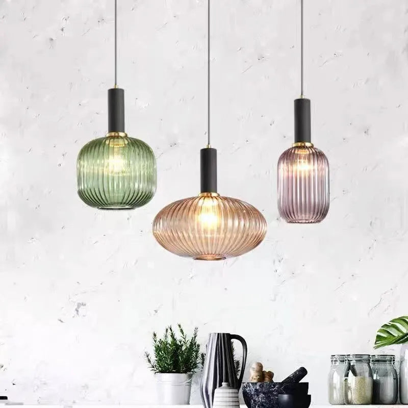 Ribbed Glass Pendant Light | Cylinder, Bottle or Drum Shade