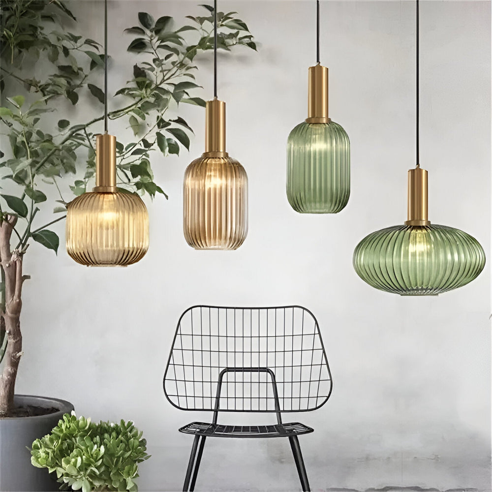 Ribbed Glass Pendant Light | Cylinder, Bottle or Drum Shade