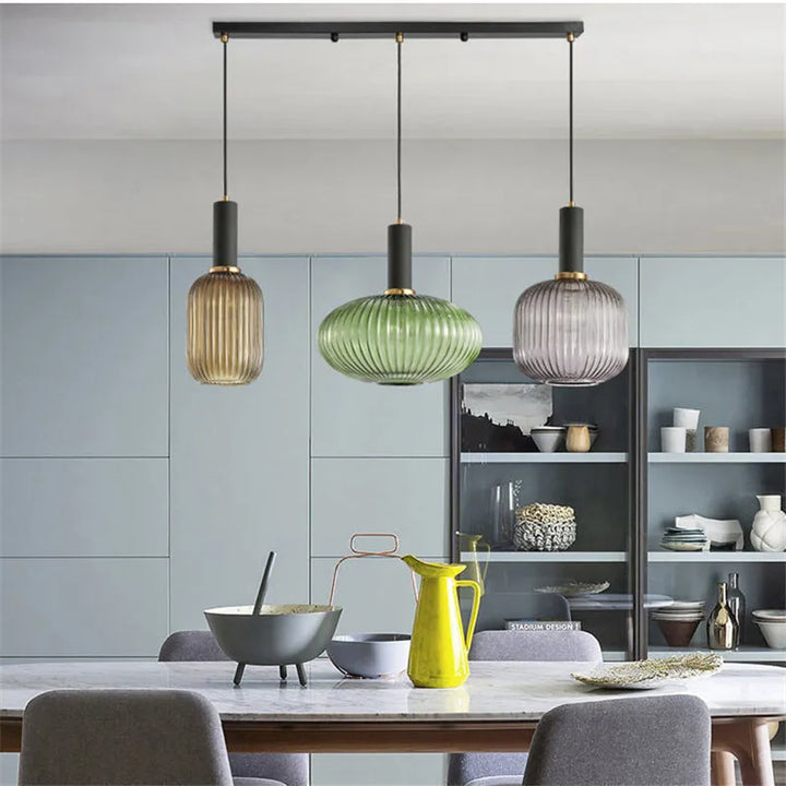 Ribbed Glass Pendant Light | Cylinder, Bottle or Drum Shade
