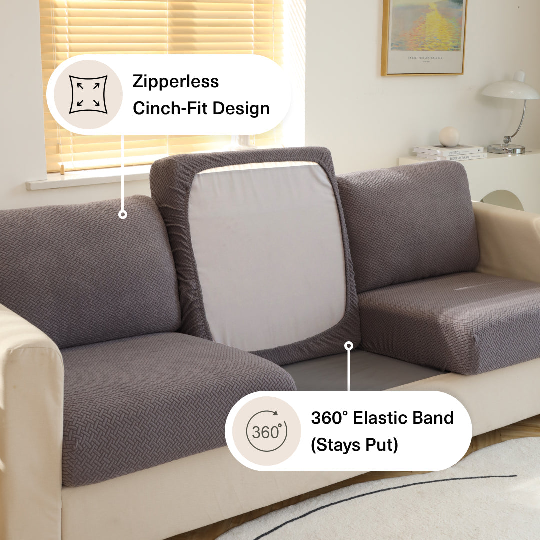 Stretch Sofa Cushion Cover | Classic Jacquard, 11 Colours