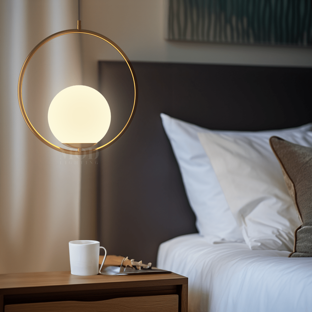 Oval Hoop Glass Globe Pendant Light | Brushed Gold or Black