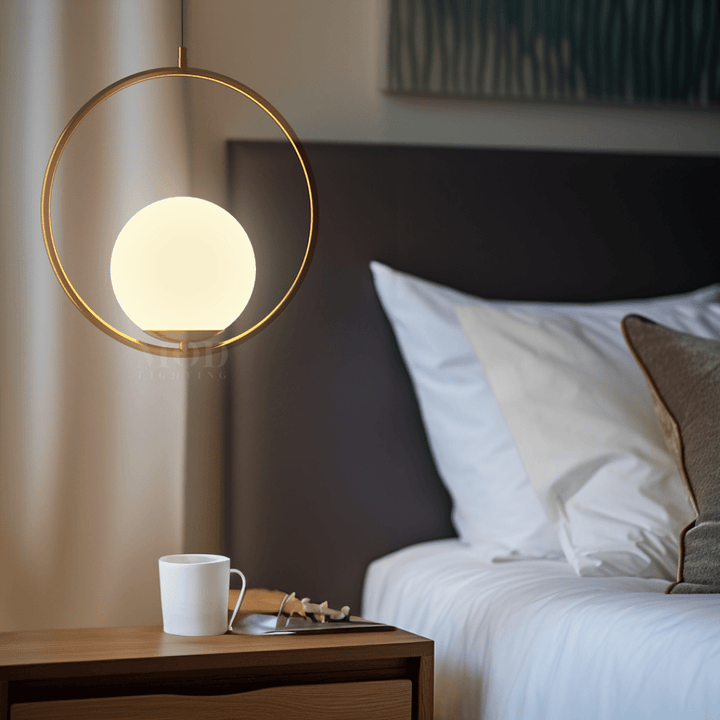 Oval Hoop Glass Globe Pendant Light | Brushed Gold or Black