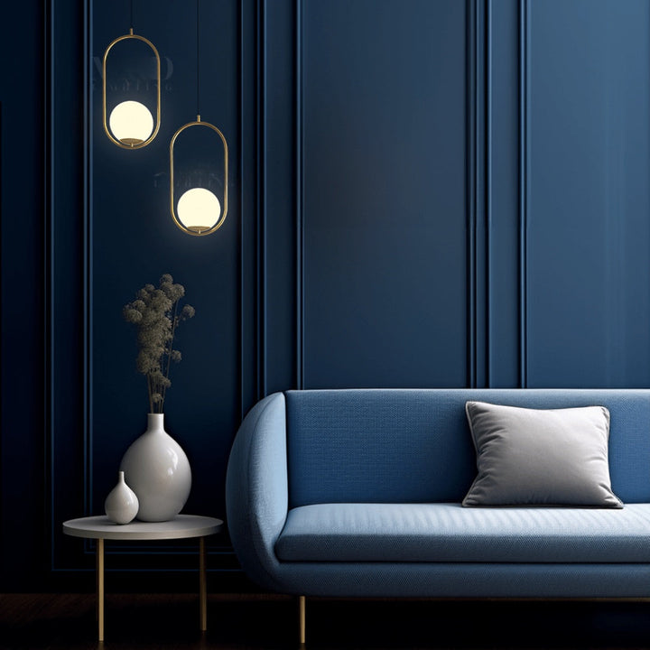 Oval Hoop Glass Globe Pendant Light | Brushed Gold or Black