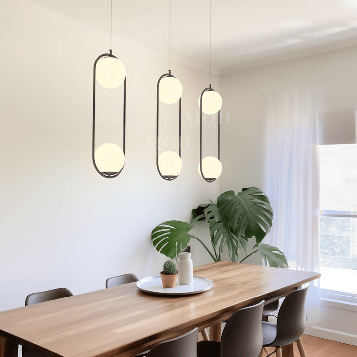 Oval Hoop Glass Globe Pendant Light | Brushed Gold or Black