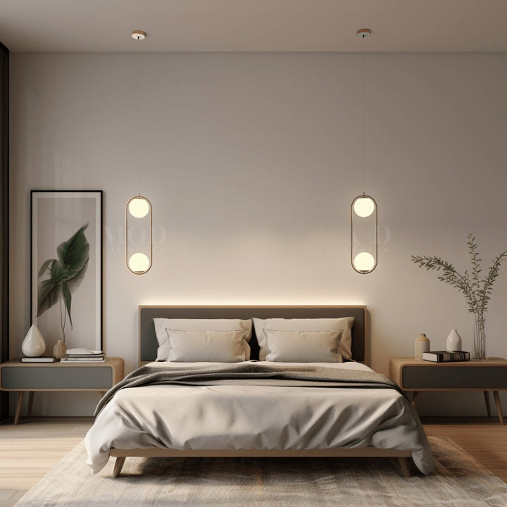 Oval Hoop Glass Globe Pendant Light | Brushed Gold or Black