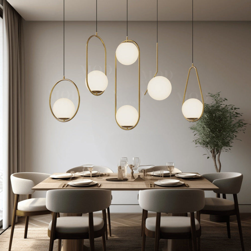 Oval Hoop Glass Globe Pendant Light | Brushed Gold or Black
