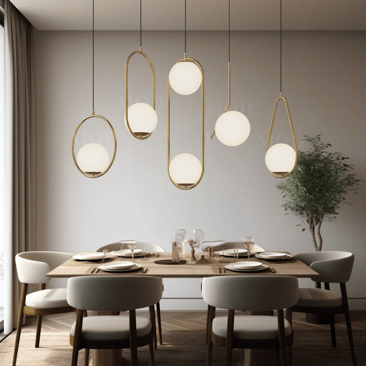 Oval Hoop Glass Globe Pendant Light | Brushed Gold or Black