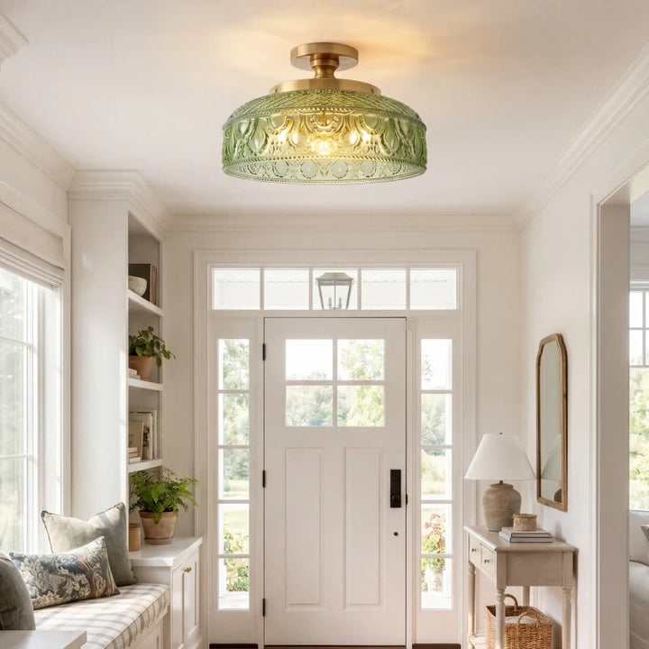 Jules Modern Textured Glass Disc Ceiling Light