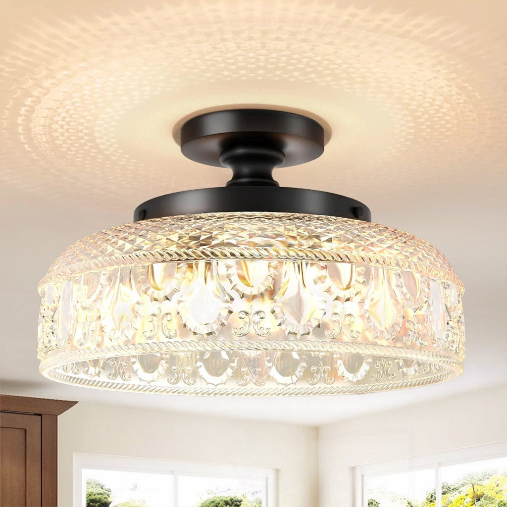 Jules Modern Textured Glass Disc Ceiling Light