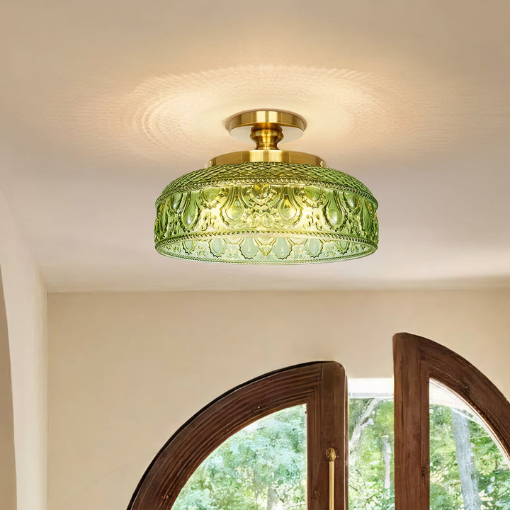 Jules Modern Textured Glass Disc Ceiling Light
