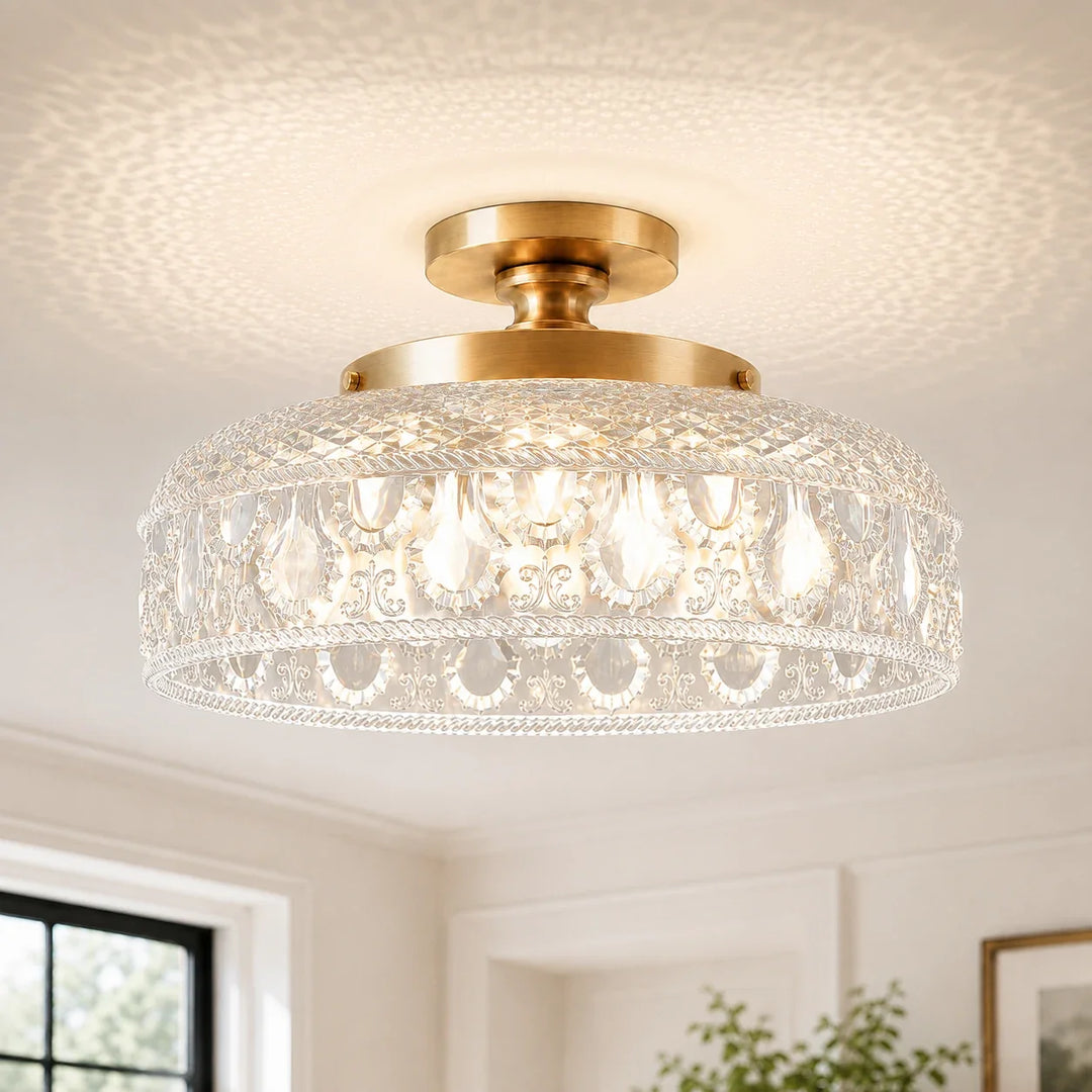 Jules Modern Textured Glass Disc Ceiling Light