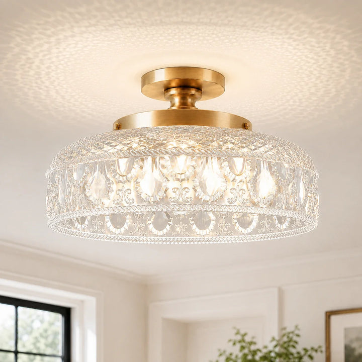 Jules Modern Textured Glass Disc Ceiling Light