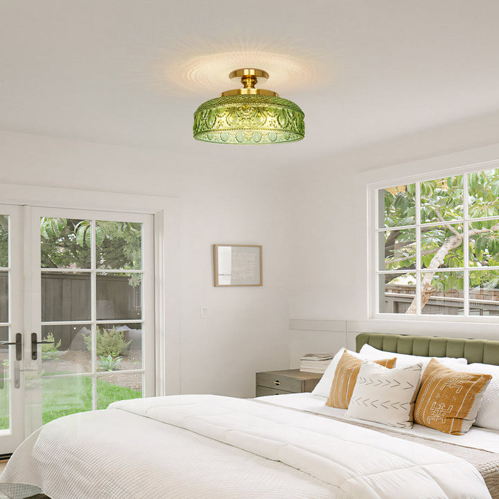 Jules Modern Textured Glass Disc Ceiling Light
