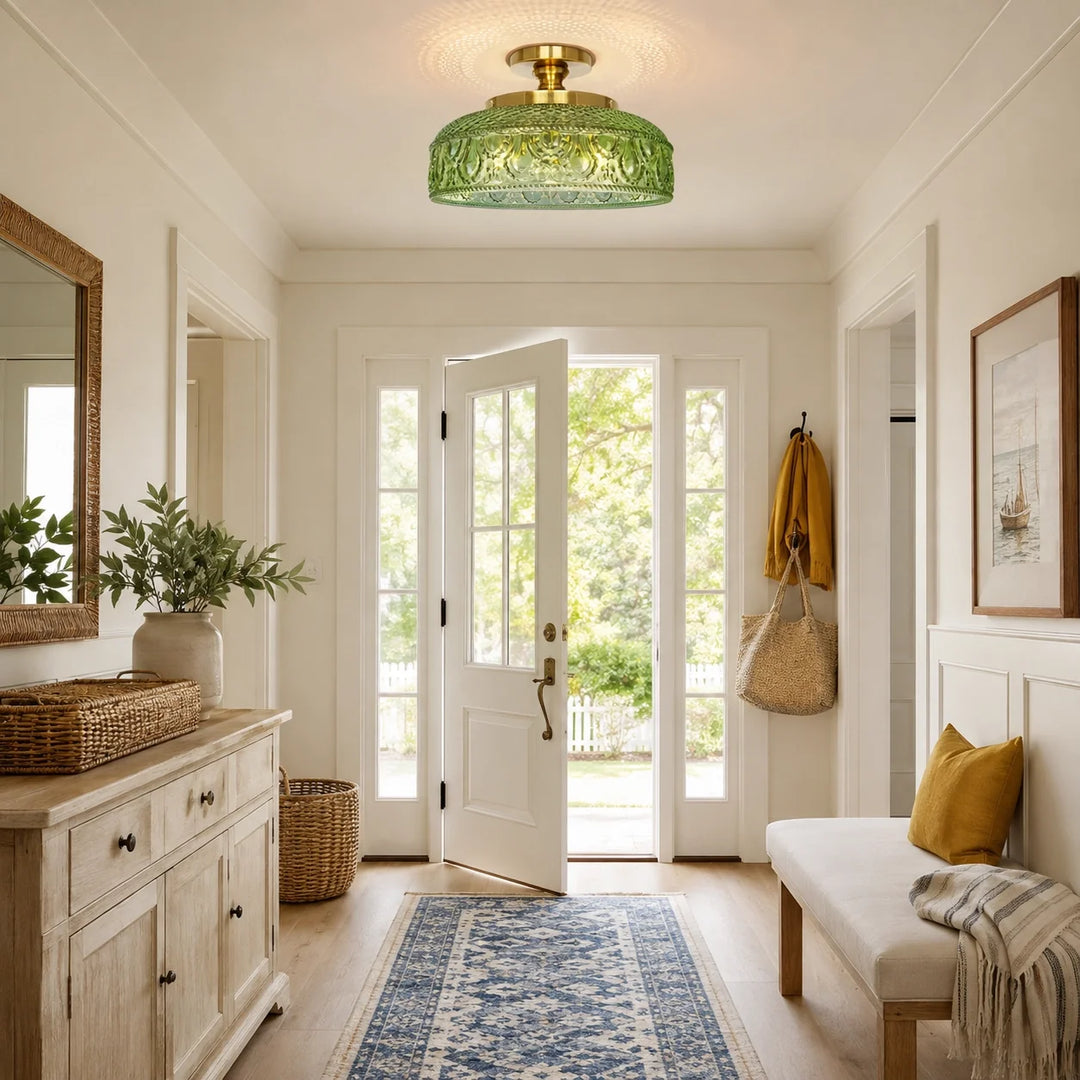 Jules Modern Textured Glass Disc Ceiling Light