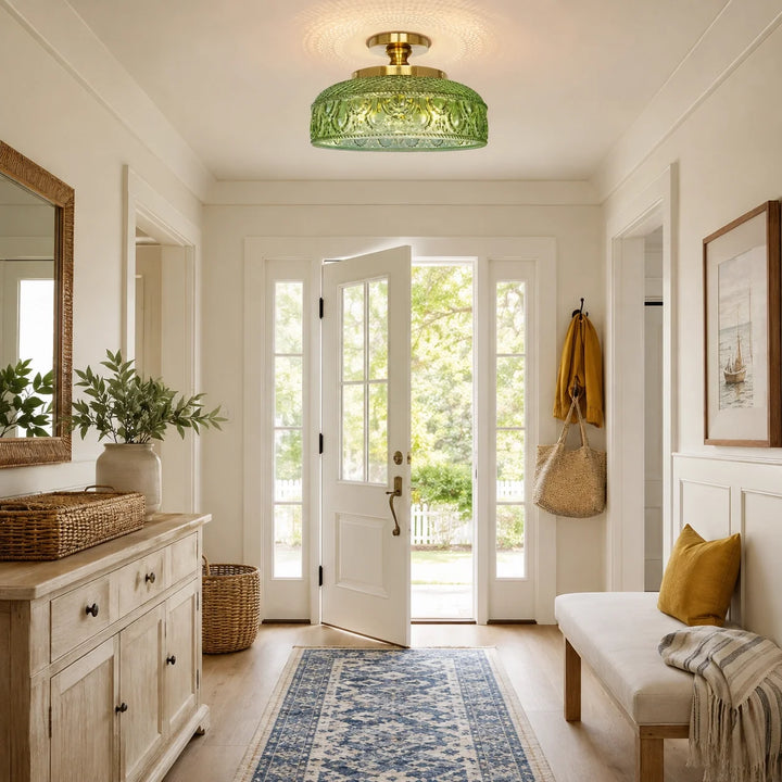 Jules Modern Textured Glass Disc Ceiling Light