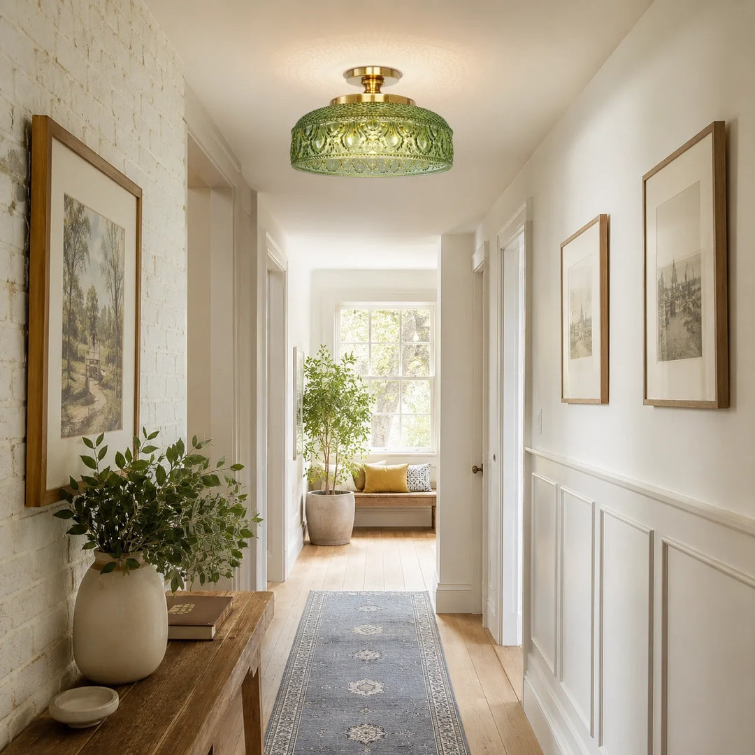 Jules Modern Textured Glass Disc Ceiling Light