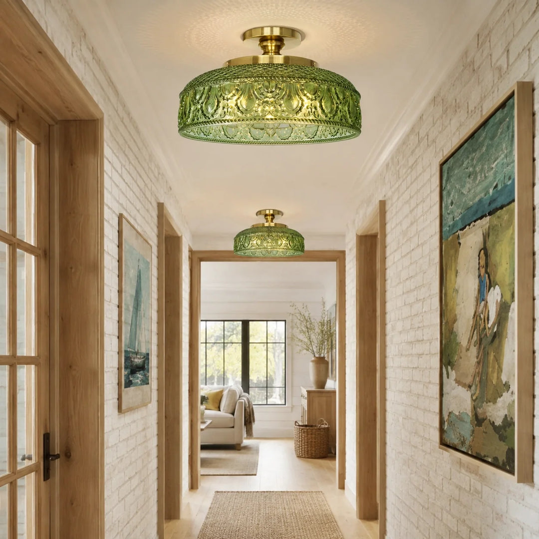 Jules Modern Textured Glass Disc Ceiling Light