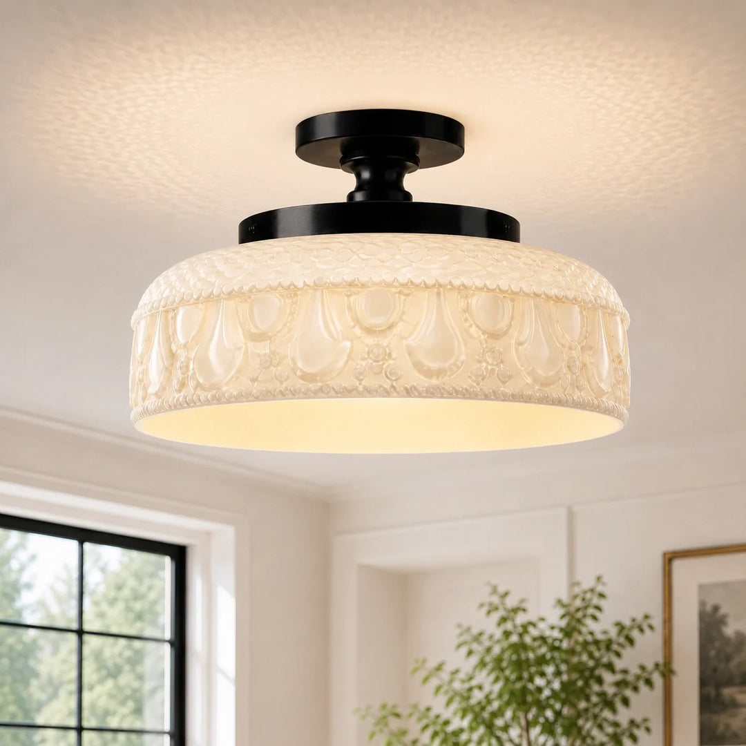 Jules Modern Textured Glass Disc Ceiling Light