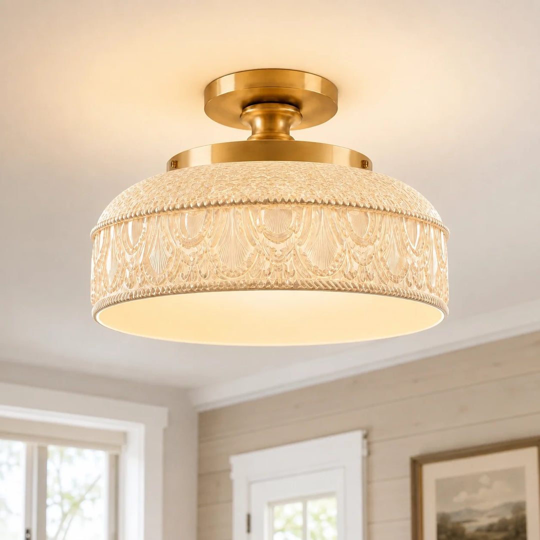 Jules Modern Textured Glass Disc Ceiling Light