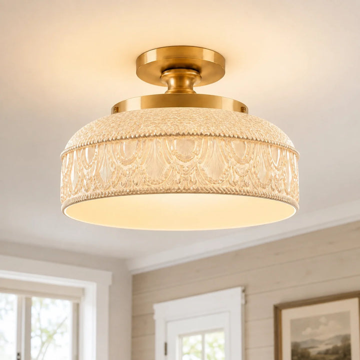 Jules Modern Textured Glass Disc Ceiling Light