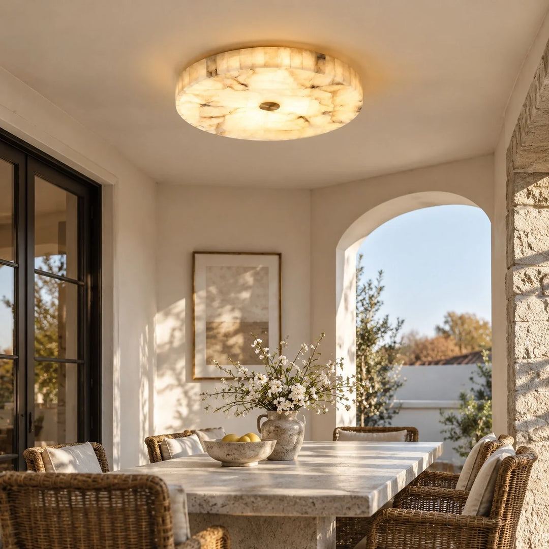Kelly Modern Round Alabaster Ceiling Light