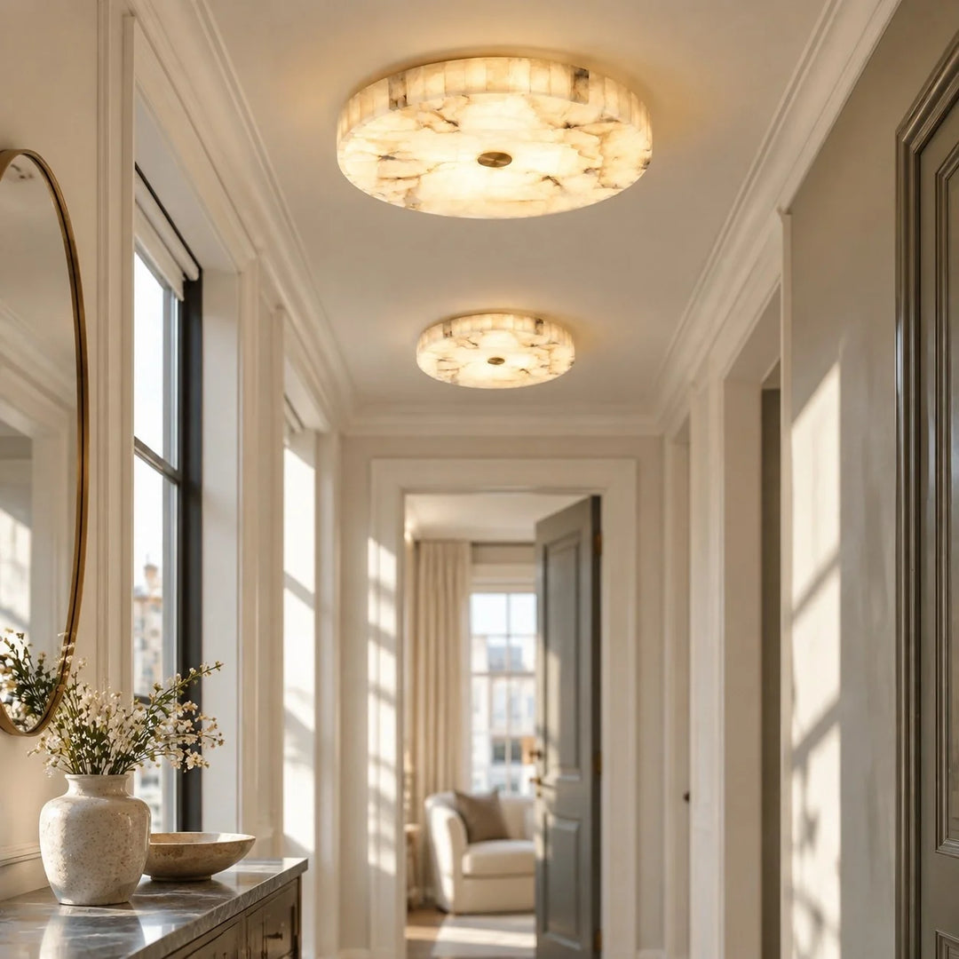 Kelly Modern Round Alabaster Ceiling Light