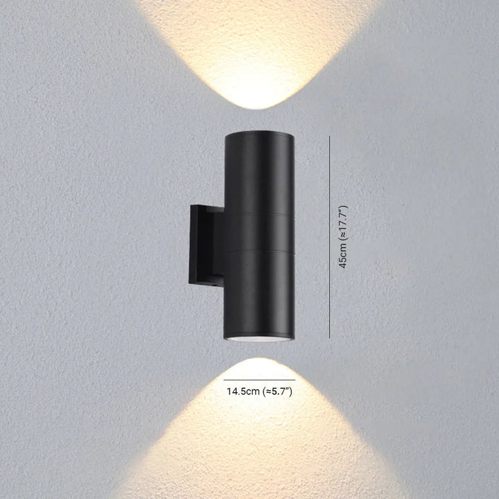 Cylinder Up and Down Outdoor Wall Light | Black, Three Sizes