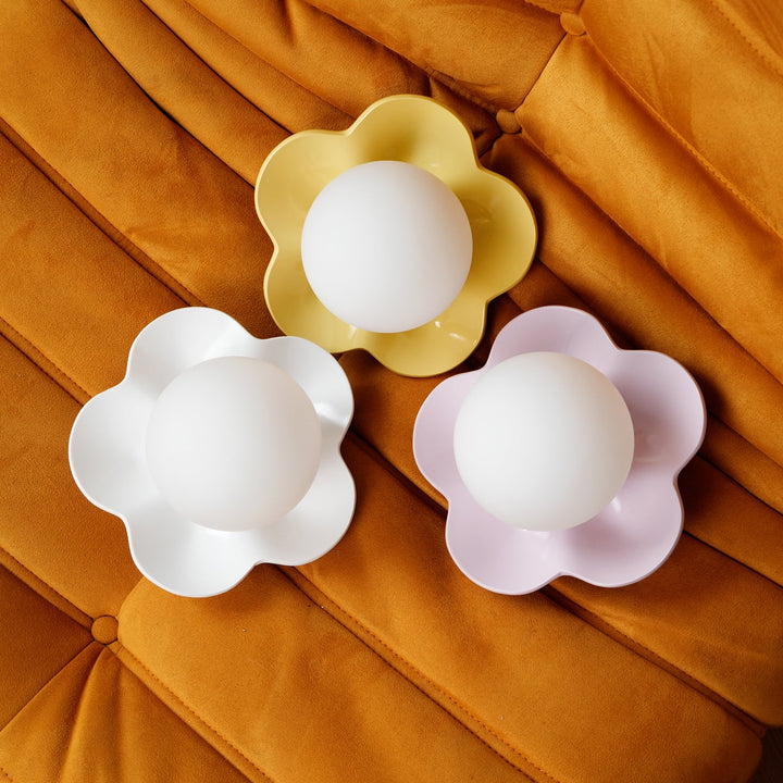 Flower Petal Plug-in Wall Light | Resin, White, Pink or Yellow