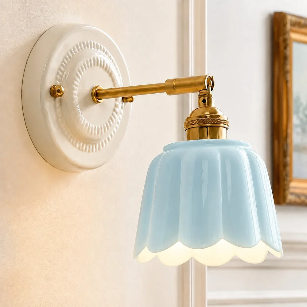 Lior Vintage Flower Ceramic Wall Sconce