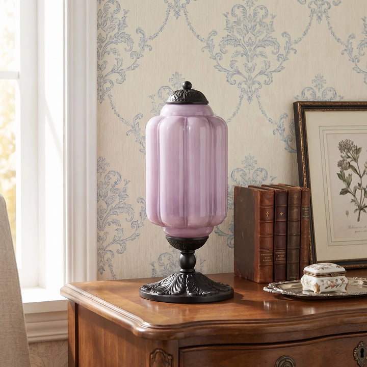Lumi French Retro Cream Glass Textured Eloise Table Lamp