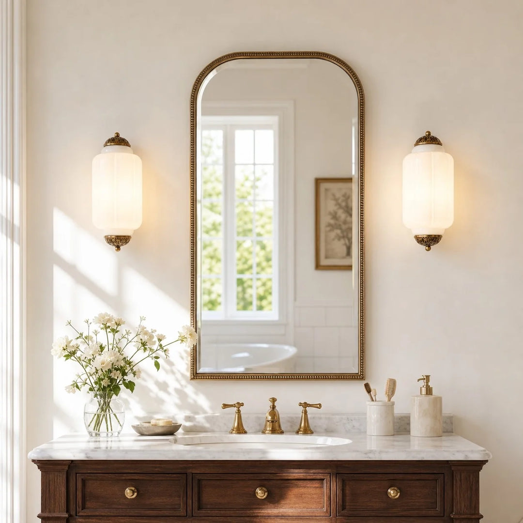 Lumi Vintage Antique Milk Glass Flush Eloise Sconce
