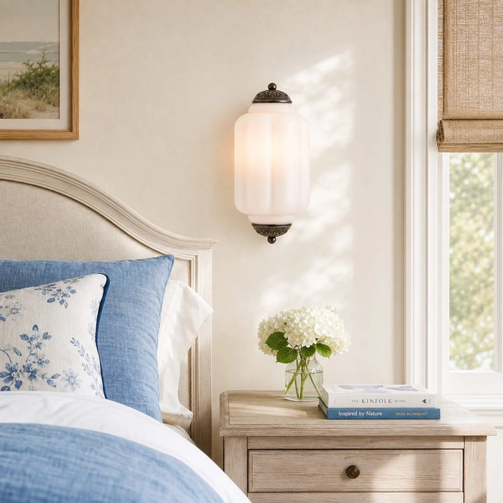 Lumi Vintage Antique Milk Glass Flush Eloise Sconce